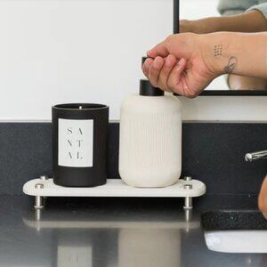 NIB Dorai Sink Caddy Sandstone Quick-Drying Counter Organizer Soap Bottles 10×4